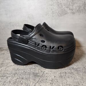 VOKO 3" Platform Clogs Black U.S. Size 5 EU Size 36 Sandals Garden Beach Shoes